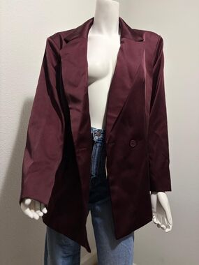 Women's Burgundy Longline Blazer Jacket